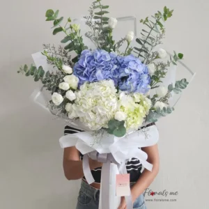 ช่อดอกไม้ โทนสี ขาวฟ้า