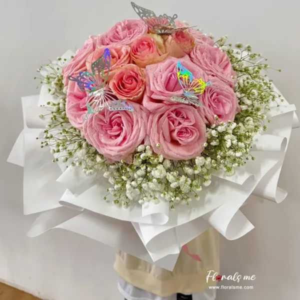 FR-65 Gravity Pink Roses Valentine Bouquet