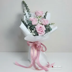 สั่งดอกไม้วาเลนไทน์ FR-72 4 Pink Roses Valentine Bouquet กุหลาบชมพูรักหวานซึ้ง บริการส่งทั่วกรุงเทพฯ