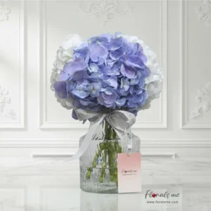 FV-25 HEAVENLY BLUE VASE แจกันไฮเดรนเยียสีฟ้าผสมขาว จัดพุ่มกลม