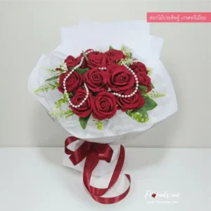 FR89 ETERNAL RED 12 ROSES กุหลาบแดงสวยเหมือนจริง ห่อกระดาษขาว