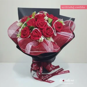 FR90 MIDNIGHT RED 12 ROSES ดอกไม้ประดิษฐ์เกรดพรีเมียม ของขวัญวาเลนไทน์